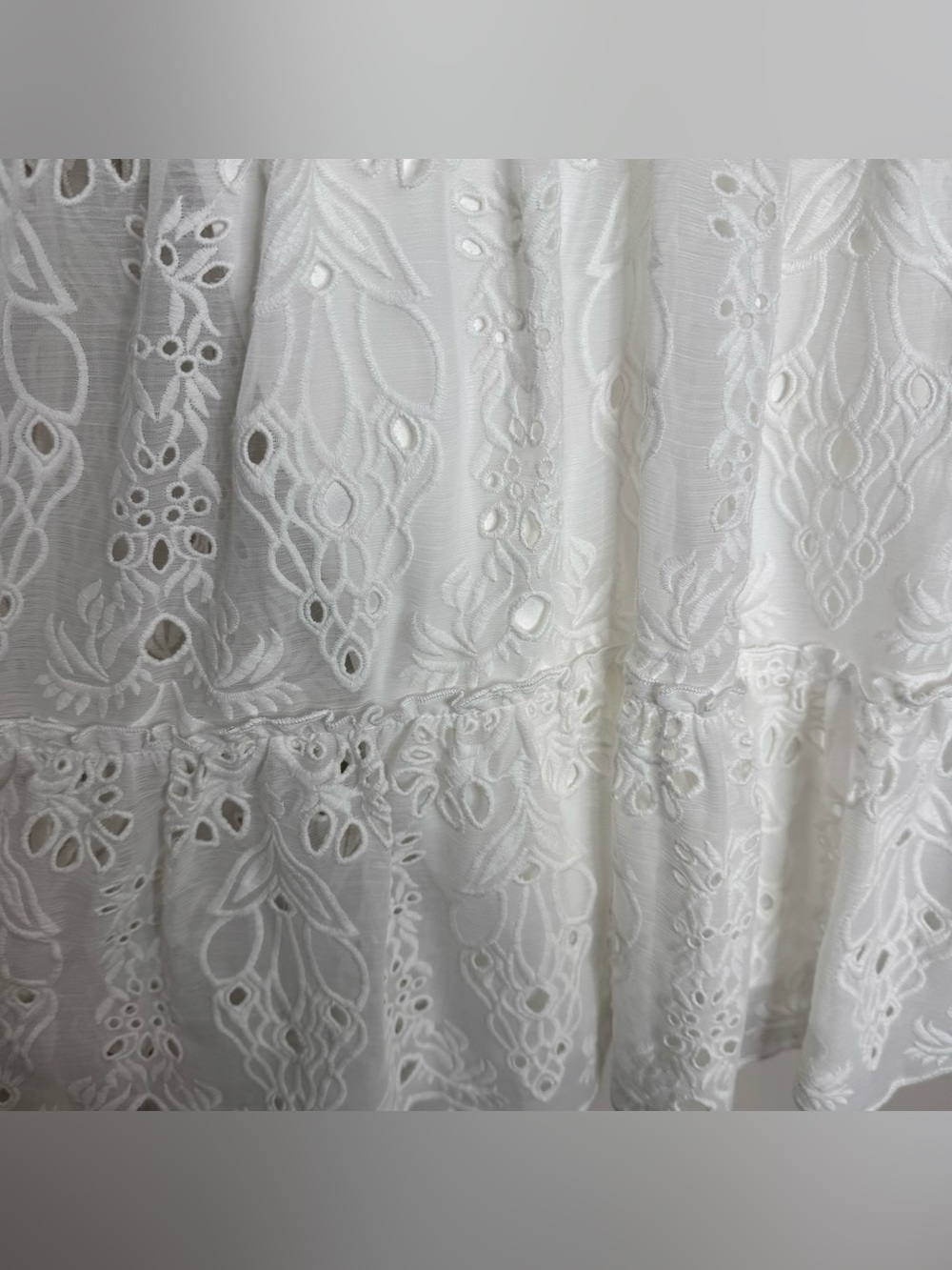 Generation Love White Eyelet Flutter Sleeve Tiered Boho Bridal Mini Dress Medium - Picture 5 of 10